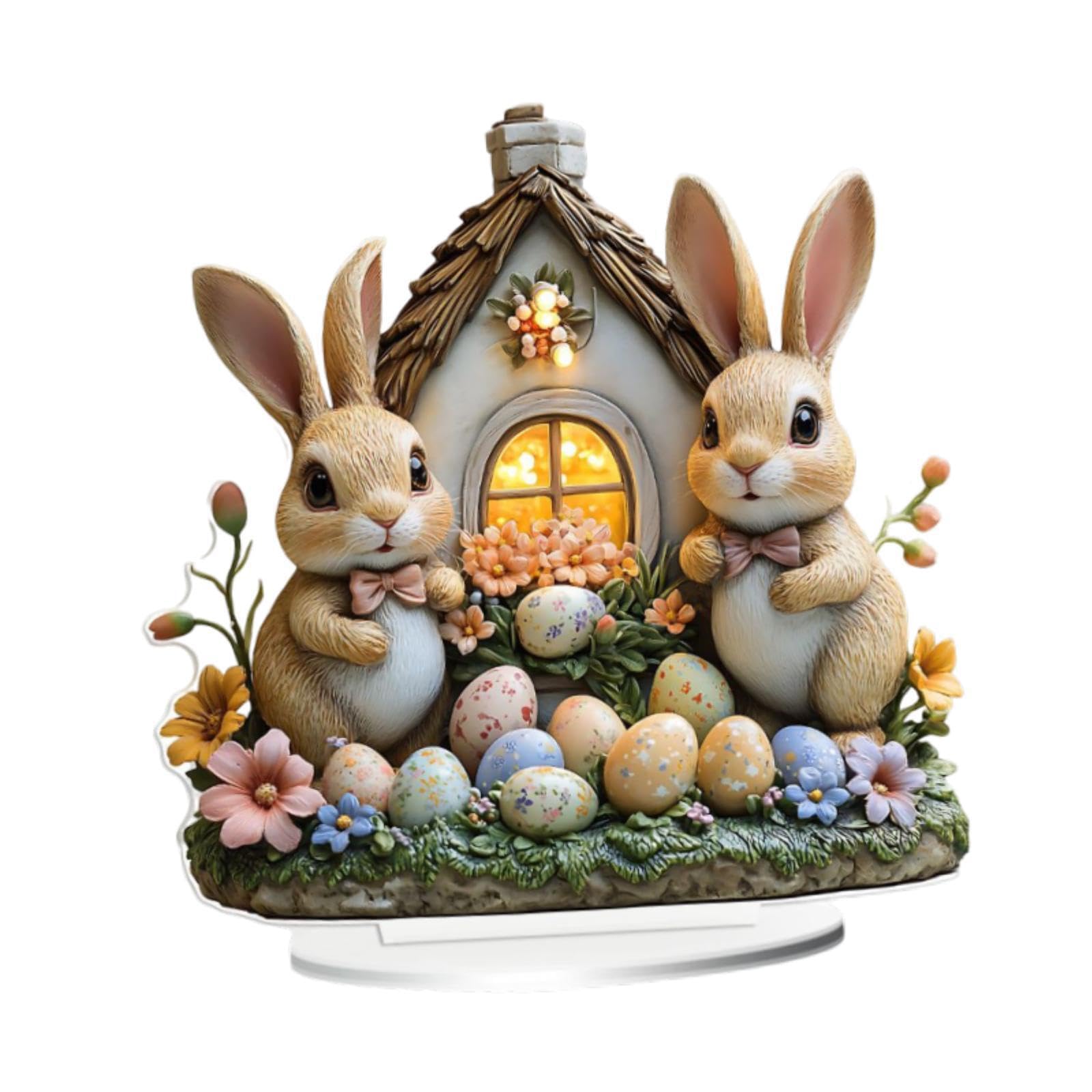 CYDZSRA Stylish Acrylic Bunny Table Sign Elevates Festive Atmosphere Making Every Easter Dinner Attractive Experience Festive Atmosphere Tabletop Centerpiece