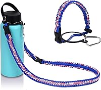 Vista 9 de Wongeto - Porta Mango de Cuerda Paracord con Correa de Hombro, Compatible con Botellas de Agua de Boca Ancha Hydro Flask