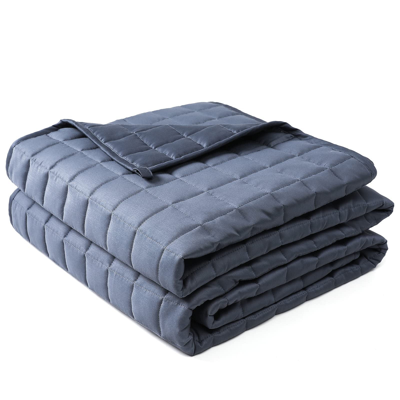 YnM Weighted Blanket, Cooling Bamboo Viscose, Smallest Compartments with Glass Beads, Bed Blanket for One Person of 140lbs, Ideal for Queen or King Bed (88x104 Inches, 30 Pounds, Blue Grey)