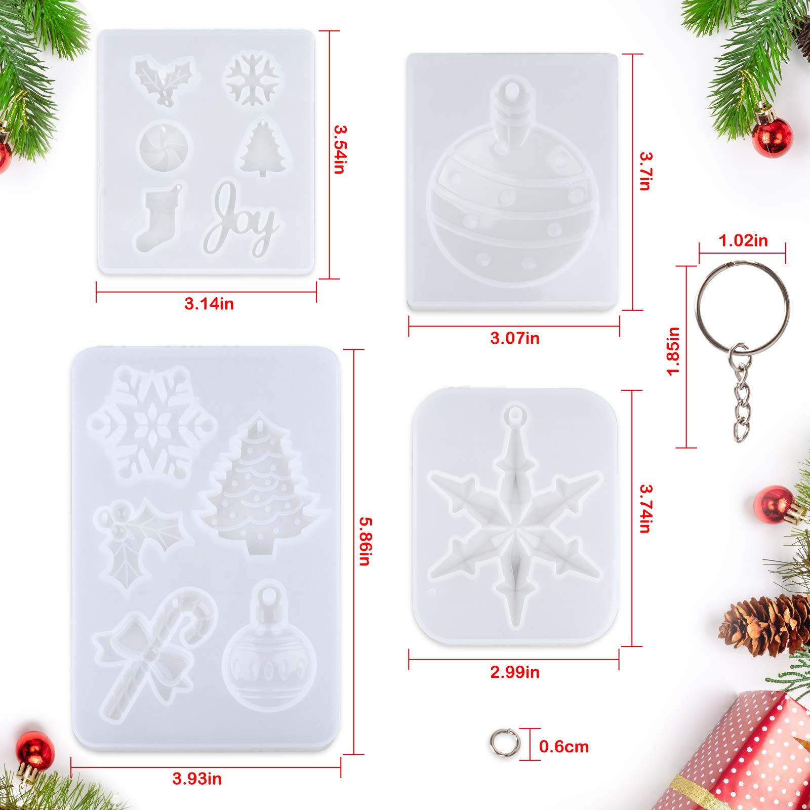 Snapklik.com : Silicone Christmas Resin Molds Kit, Christmas Ornaments