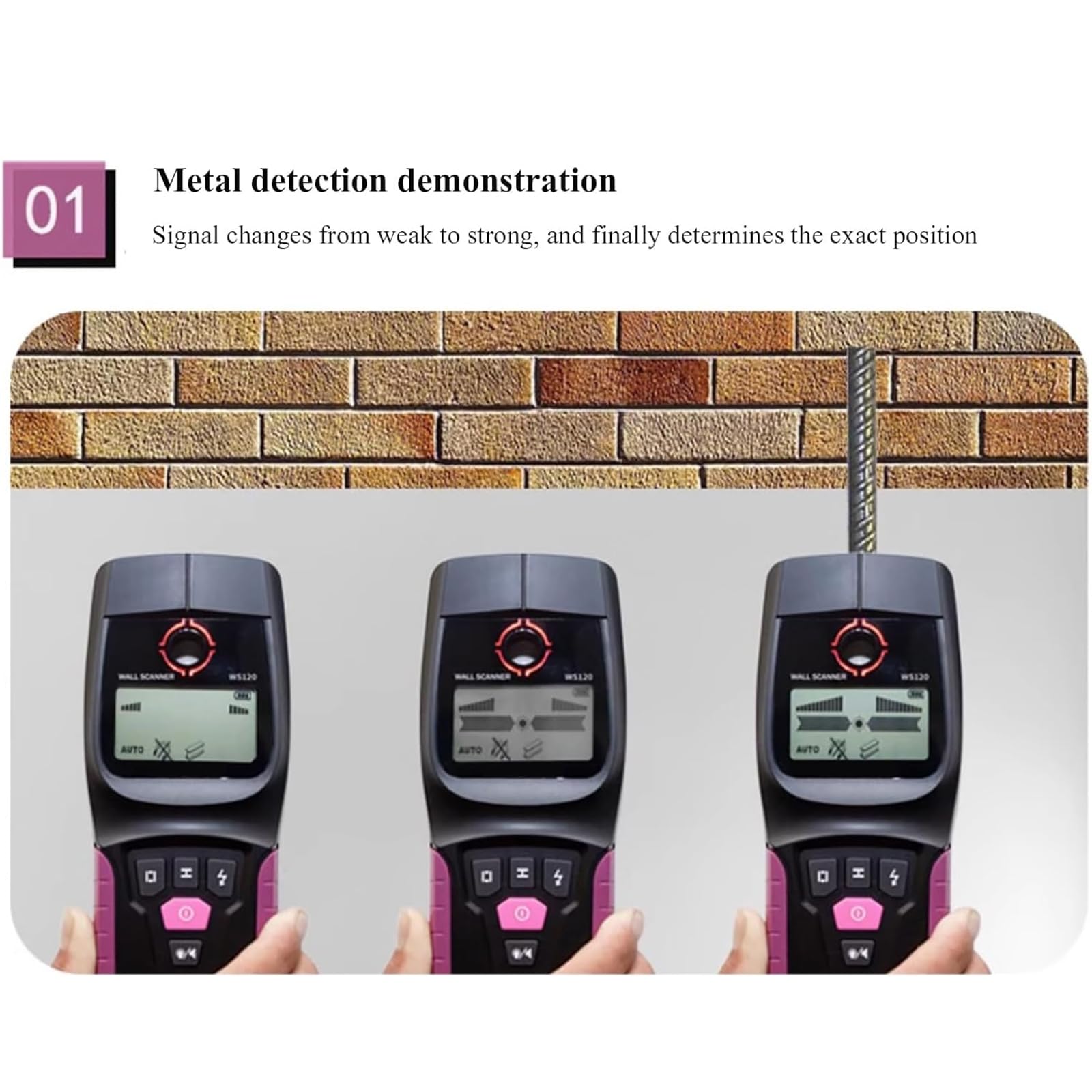 Detector De Vigas De Pared con Detector Central, Detector De Metales para Cables Y Tuberías De Agua De PVC con Tensión,para Detectar Metales, Madera Y Cables De CA Ocultos En La Pared