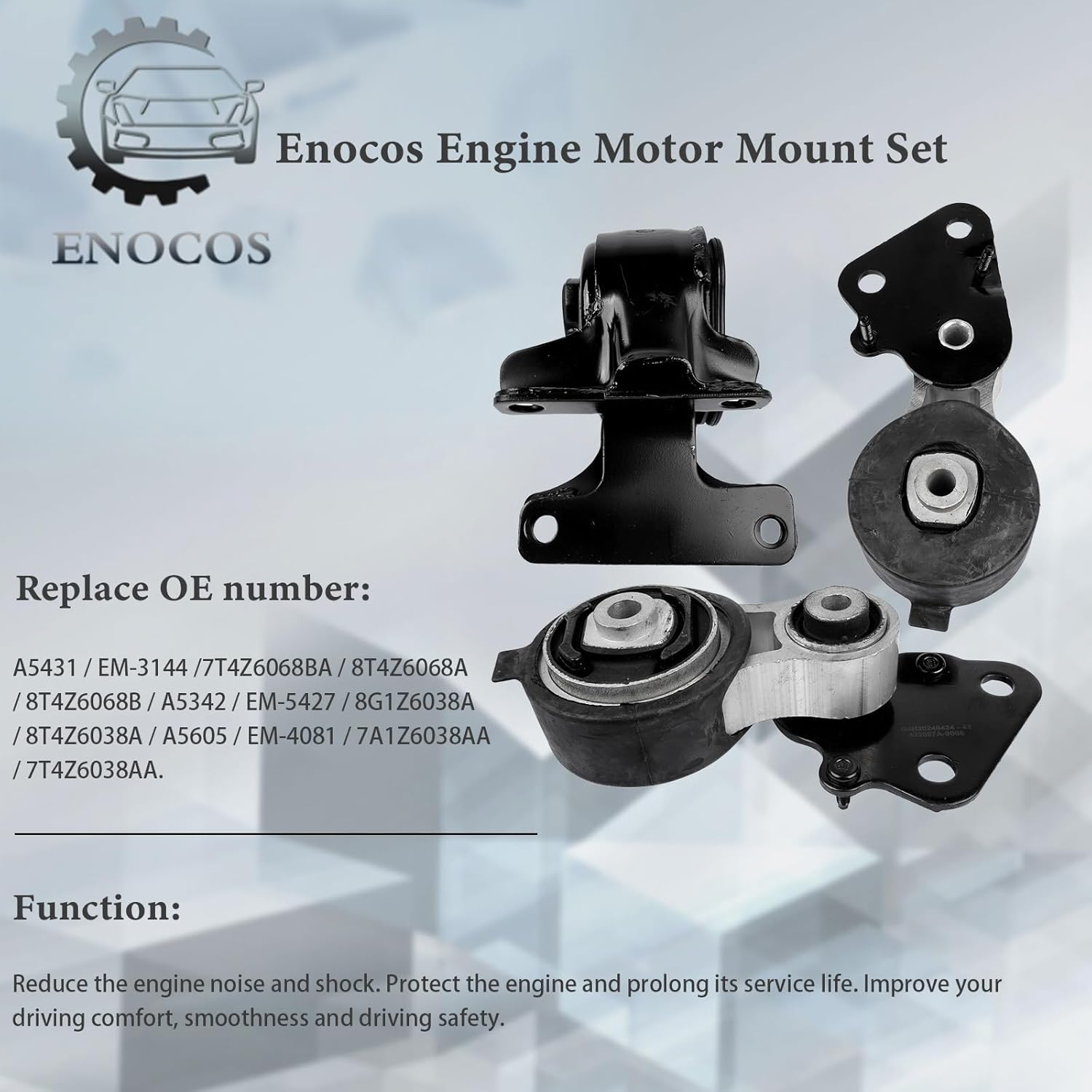 3Pcs A5342 A5431 A5605 Engine Motor & Transmission Mount Compatible with 2007 - 2014 F'-ord Edge, 2007 - 2015 Lincoln MKX 3.5L 3.7L Replace# 8G1Z6038A 7T4Z6068BA 7A1Z6038AA