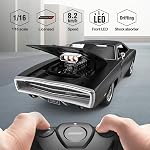Rastar RC Cars 1:16 Fast & Furious 1970 Dodge Charger R/T Remote Control Car, Toy Muscle Cars for Boys, Matt Black 2.4G