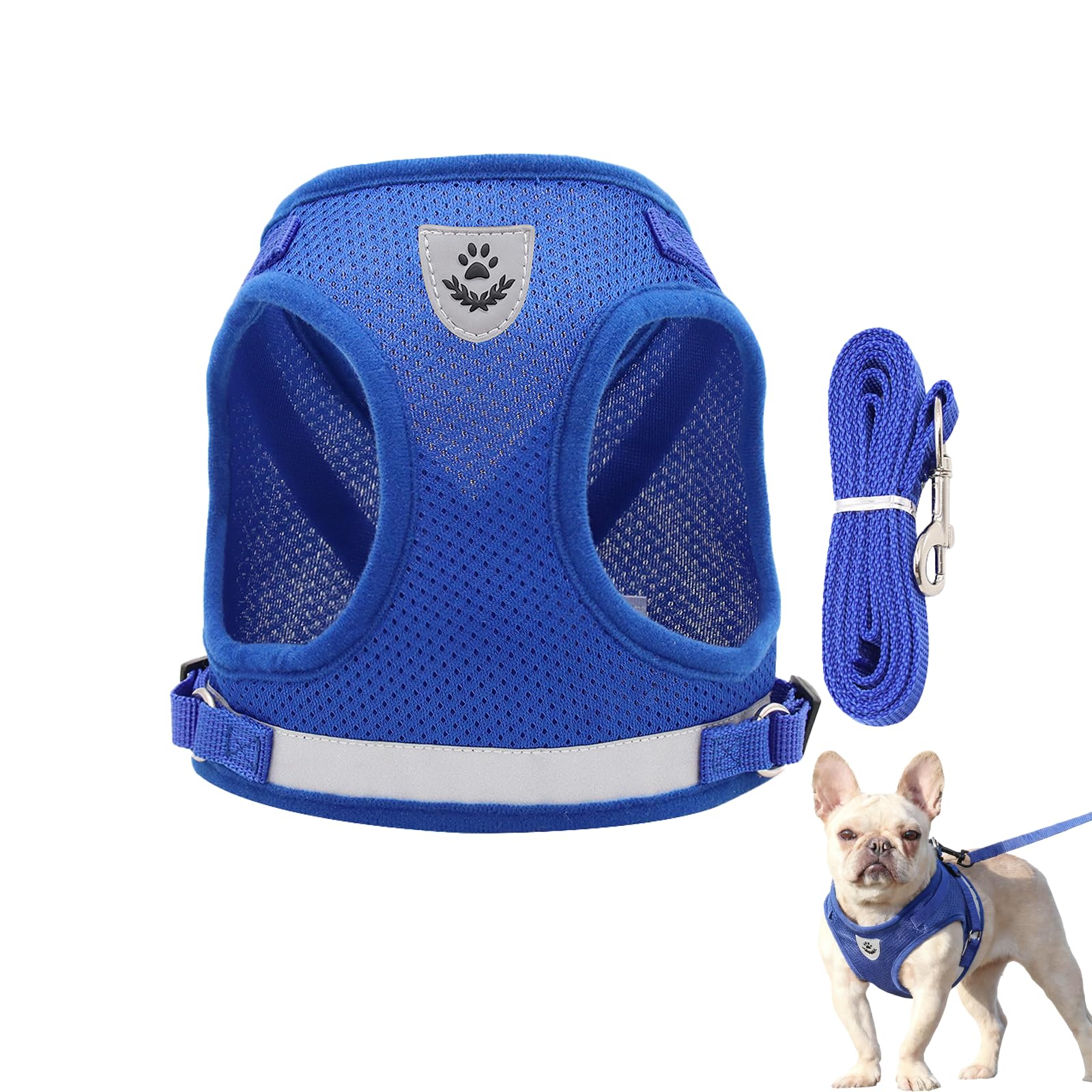 No Pull Dog Harness and Leash Set - Adjustable Soft Mesh Puppy Harness with Reflective Straps, Escape-Proof Small Dog and Cat Vest, Puppy Harness, for Comfortable Outdoor Walking and Training