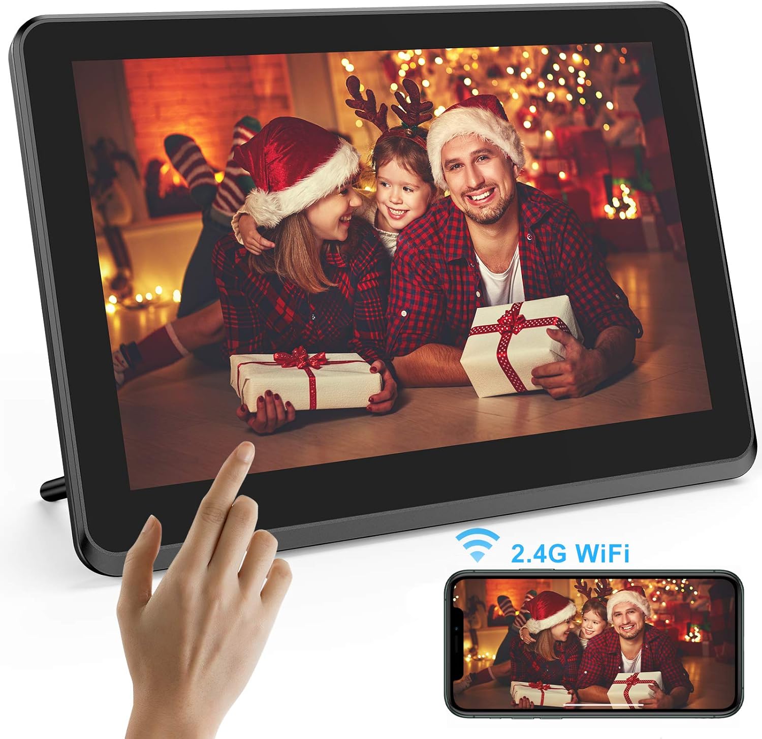 Super Sale 🛒 Digital Photo Frame WiFi 8 Inch Digital Photo Frame Full HD 1920x1080 IPS Touch Screen Display, Share Photos and Videos via App, Email, Cloud, Stereo Video Music Player, Best Gift