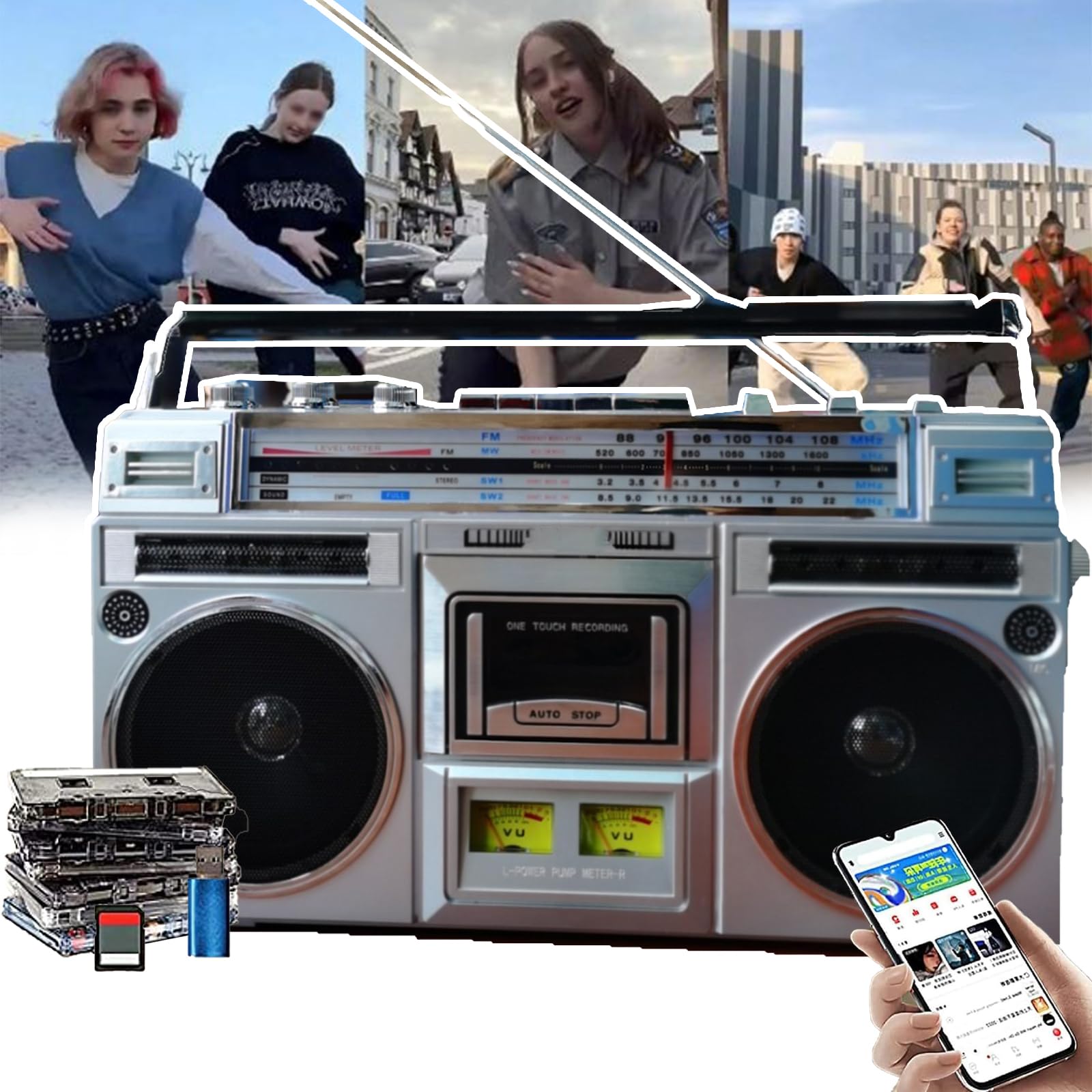 Portable Cassette Player Recorder, CD Tape Player, 80s Retro