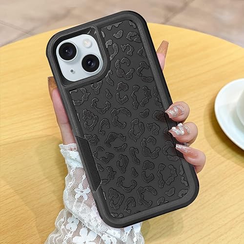 MOWIME Funda compatible con iPhone 15 de leopardo, estampado de guepardo, a prueba de golpes, resistente, TPU duro, parte trasera de policarbonato