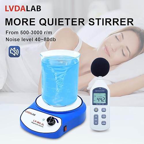 Miniatura 3 de Agitador magnético de 3000 RPM con 2 barras de agitación, mezclador magnético de acero inoxidable de 101.4 fl oz, agitadores de laboratorio, mini