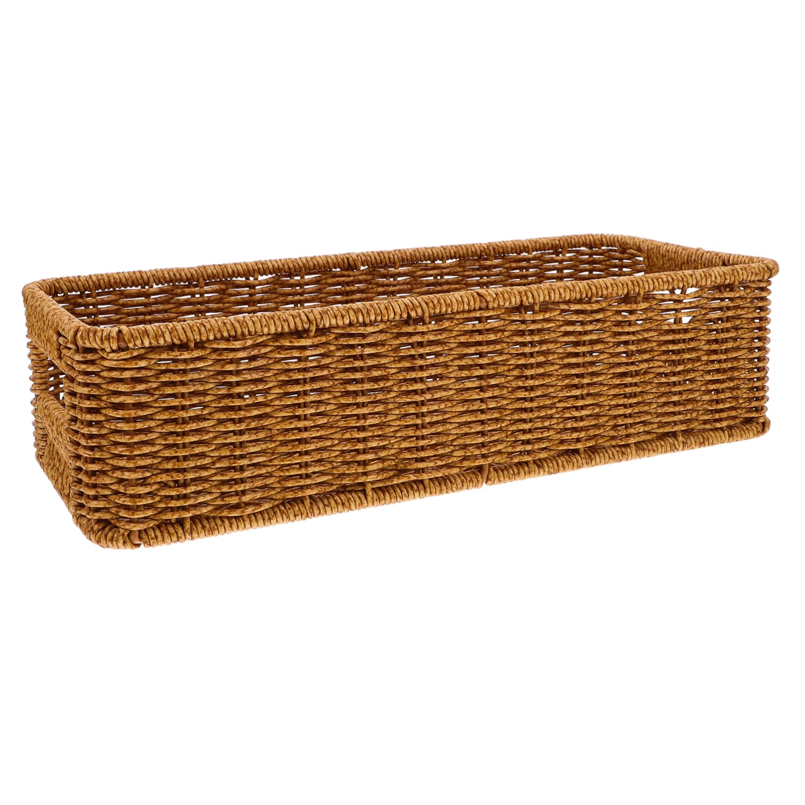 3piezas Cesta De Almacenamiento De Imitación De Ratán para Utensilios De Cocina Organizador Decorativo De Mesa para Cubiertos Cesta Multifuncional para Cocina y Comedor