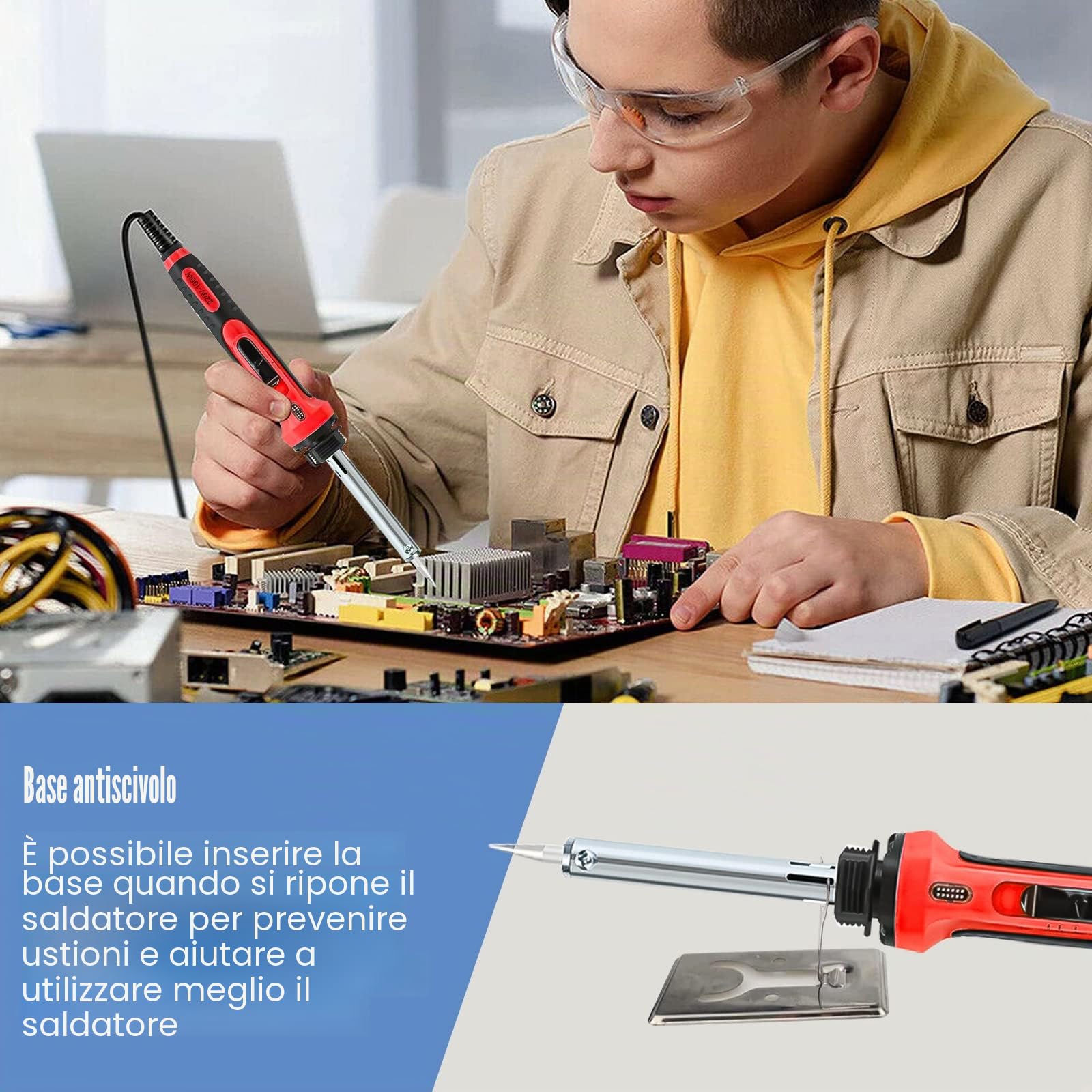 Saldatore in plastica 100W Multifunzione 3 Velocità Plastica con 4 Punte di Saldatura Staffa per Ferro Caldo Rete Patch Spazzola Metallo