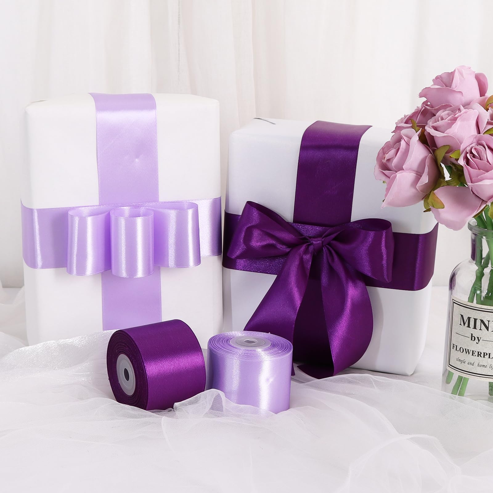 Lot De 2 Rouleaux De Ruban En Satin Rose De 10 Mm - 22 M - Couleurs Unies