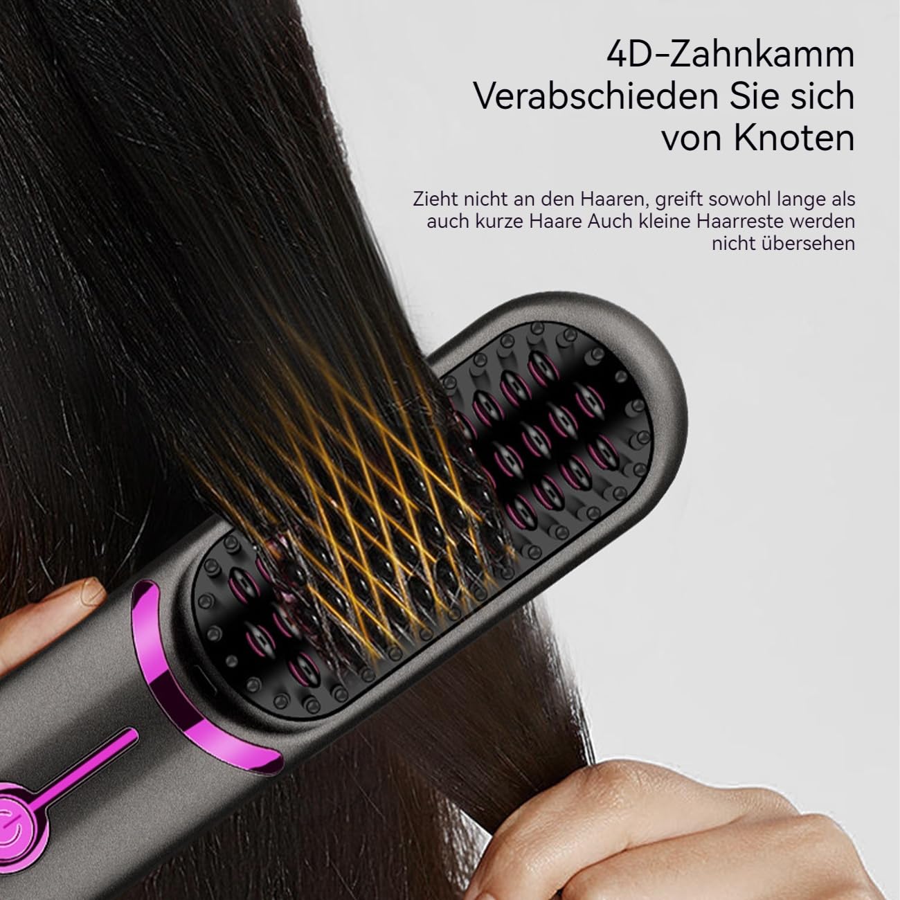 Kabellose Keramik‑Glättbürste mit Ionenfunktion – stylingbürste für kurze haare 3 Temperaturstufen (160/180/200°C), 5200mAh Akku, automatische Abschaltung, kompakt & leicht