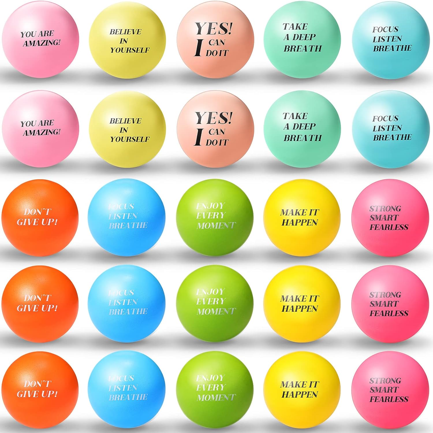 100 Pieces Motivational Stress Balls Colorful Foam Inspirational Pack Small Anxiety Stress Relief Quotes Ball for Relief Encouraging(Motivational,Fresh Colors)