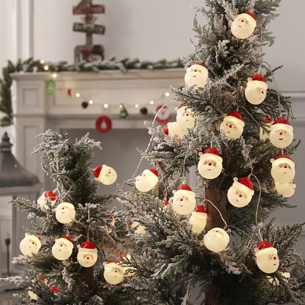 Stringa di luci Natalizie, luci Stringa Impermeabili per Decorazioni Natalizie Festa sull'albero, luci Stringa di Babbo Natale, Lucine Bianche Calde a 20 LED (Batteria)