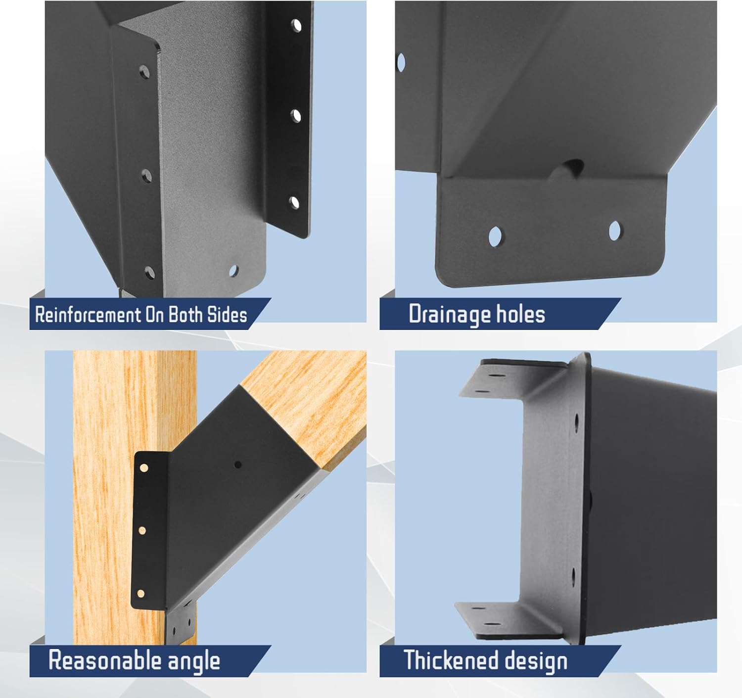 4 Pcs Pergola Bracket ,Reinforced 45-Degree Angle Pergolas Bracket, for 6''x6'' Lumber (Actual Size: 5.6''x5.6'') with Drainage Holes for Strong of Gazebos, Pergolas