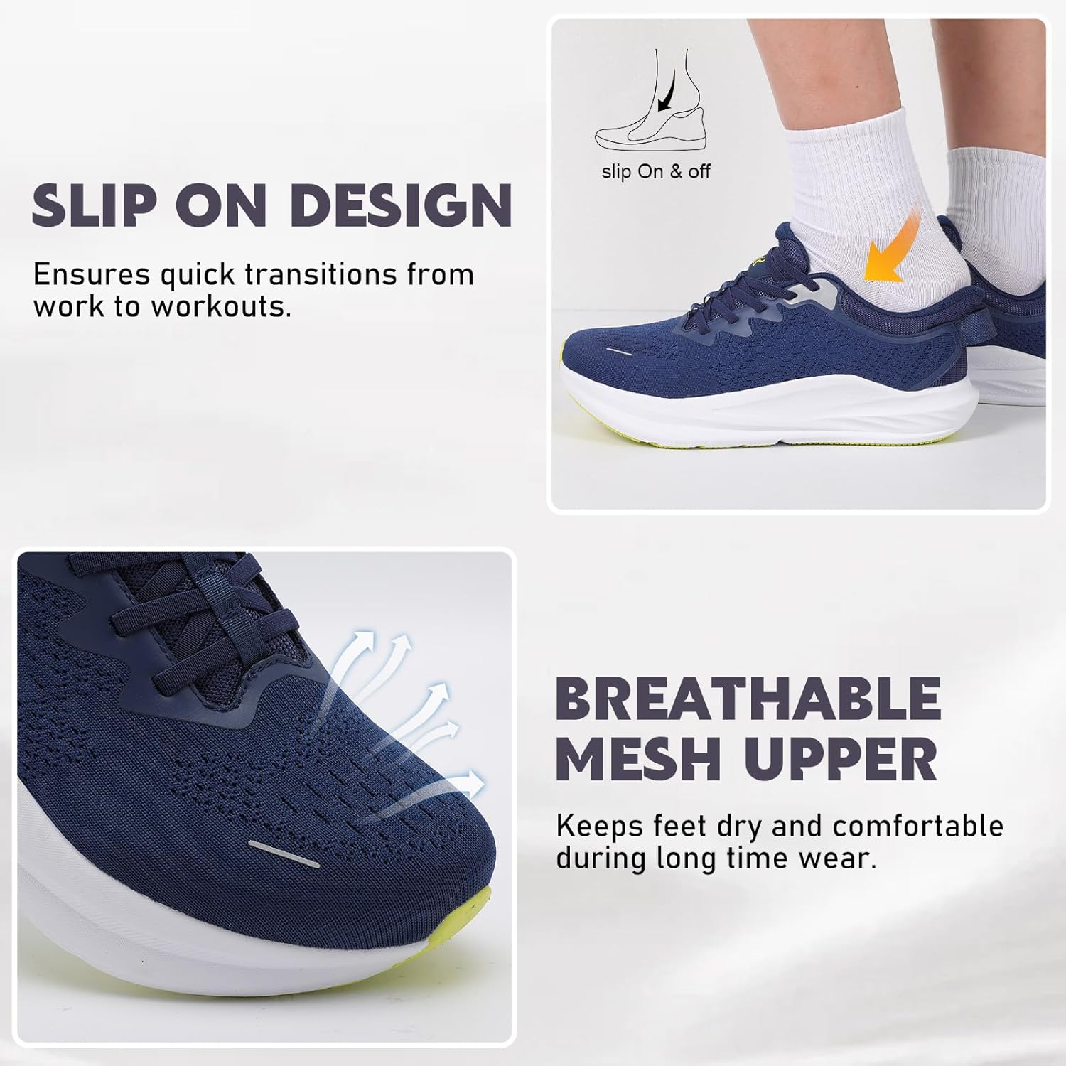 relxfeet Men’s Wide Toe Box Slip On Walking Shoes Lightweight Cushioned Sneakers for Running Tennis Gym Workout Non Slip Breathable Athletic Shoes - Image 5