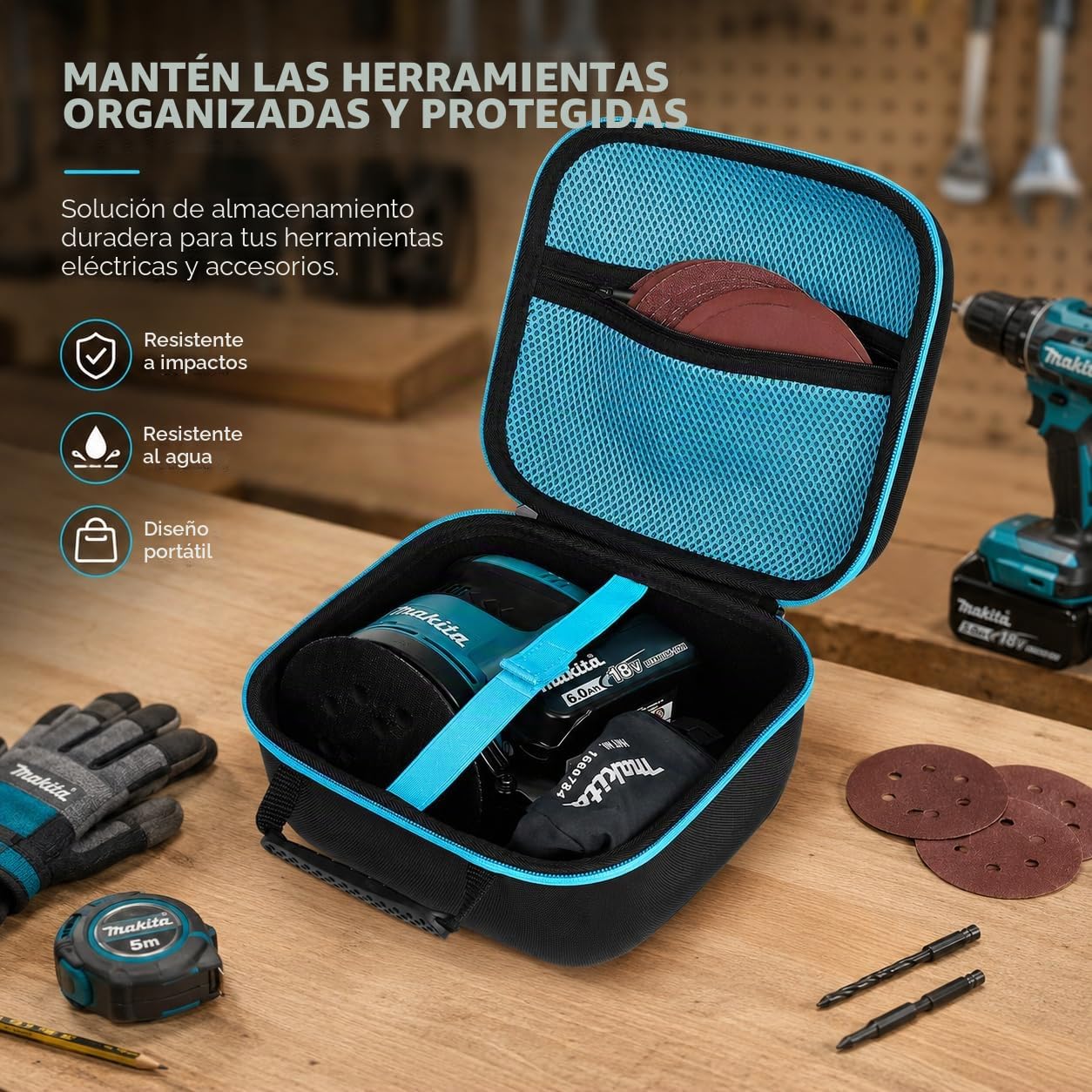 Khanka Estuche Rígido para Makita XOB01Z/DBO180Z Lijadora Orbital 18V | Compatible con Makita XOB01Z/DBO180Z Lijadora Orbital 18V;estuche rígido de almacenamiento,Solo Estuche