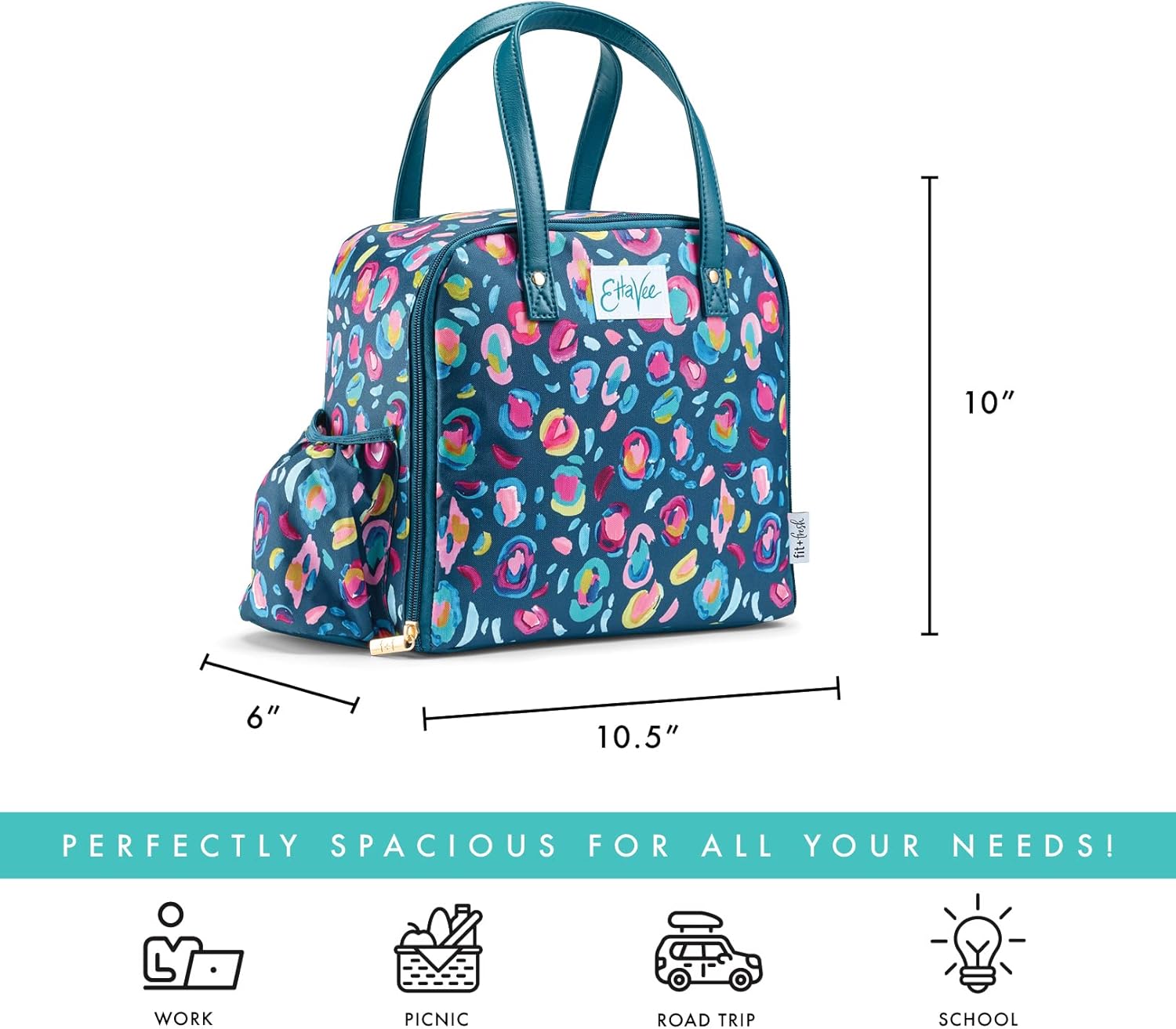 Fit & Fresh Lunch Bag For Women, Insulated Womens Lunch Bag For Work, Leakproof & Stain-Resistant Large Lunch Box For Women With Containers, Tumbler and Ice Pack, Zipper Closure Wichita Bag Leopard - Image 3