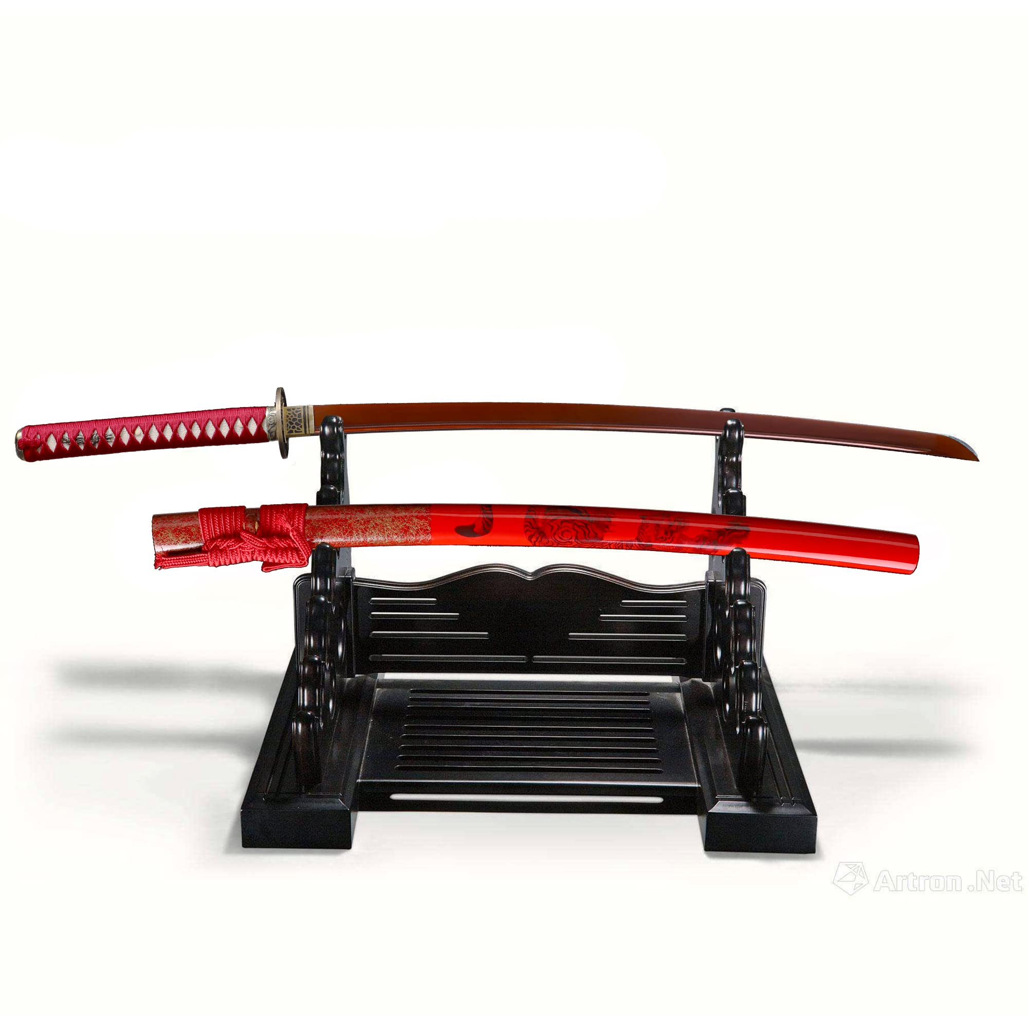 CHENGYING Katana Sword displayed on a black sword stand