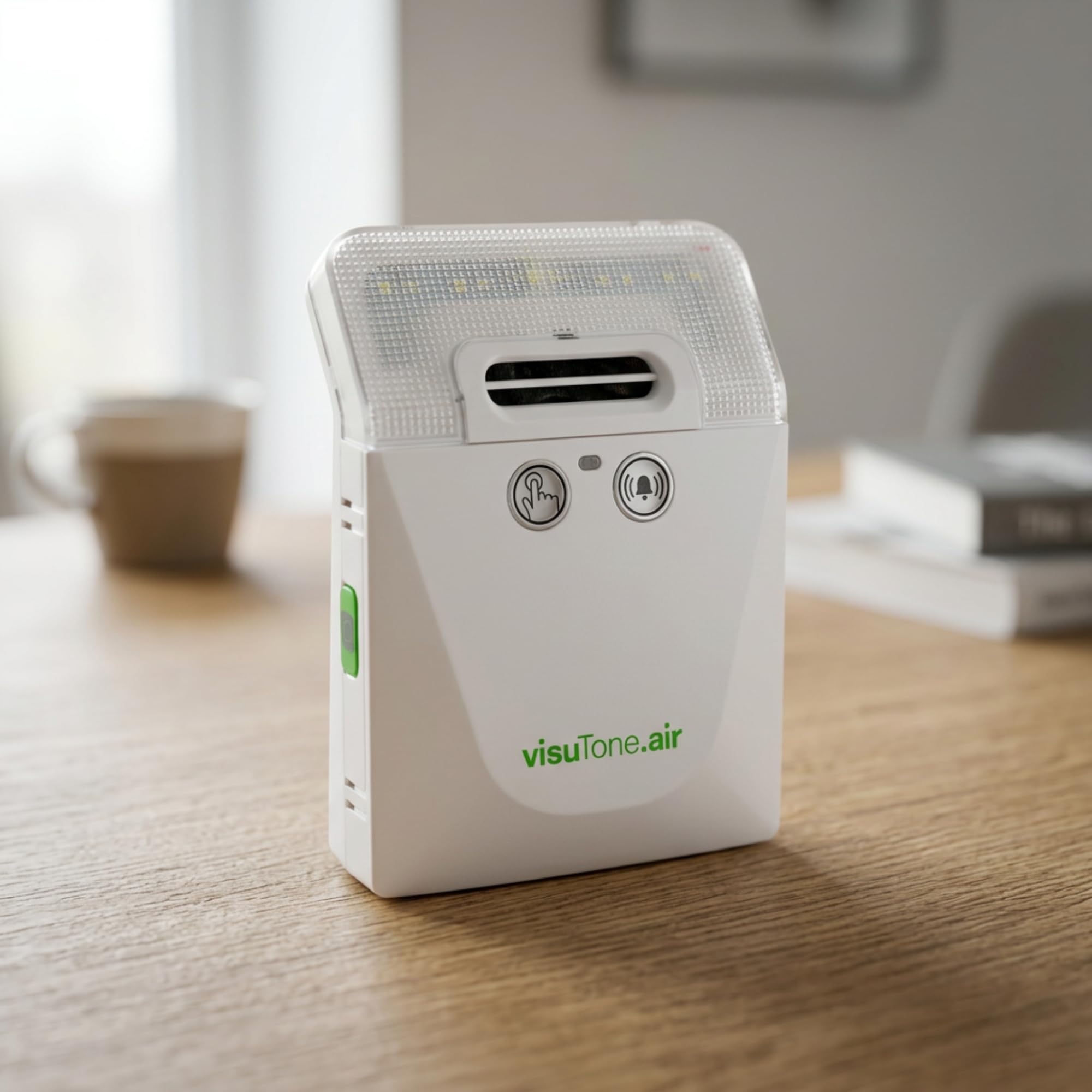 Humantechnik visuTone air Funk-Lichtklingel mit Akustiksensor und lautem Ton für Schwerhörige