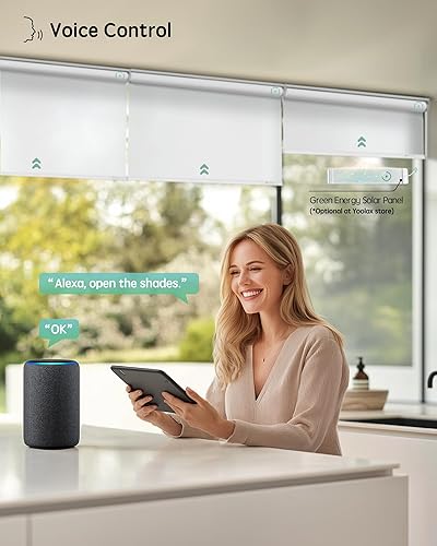 Miniatura 226 de Yoolax Persianas motorizadas con control remoto, persianas inteligentes opacas para ventanas, persianas enrollables motorizadas, persianas Tela