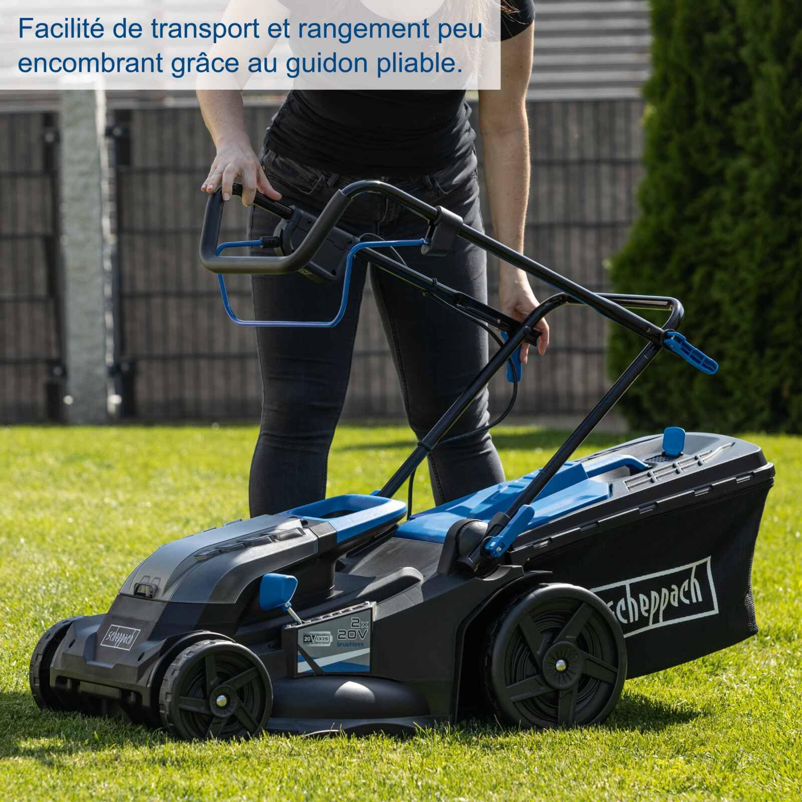 Scheppach Tondeuse à Gazon sans Fil BC-MP430-X 20V -2 Bat 4 Ah et Chargeur