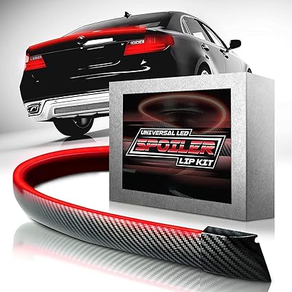 CarOxygen Led Trunk Lip Spoiler Black Carbon Fiber LED Exterior Rear Tail Wing Spoiler Brake Light Strip Splitter Compatible with All CAR