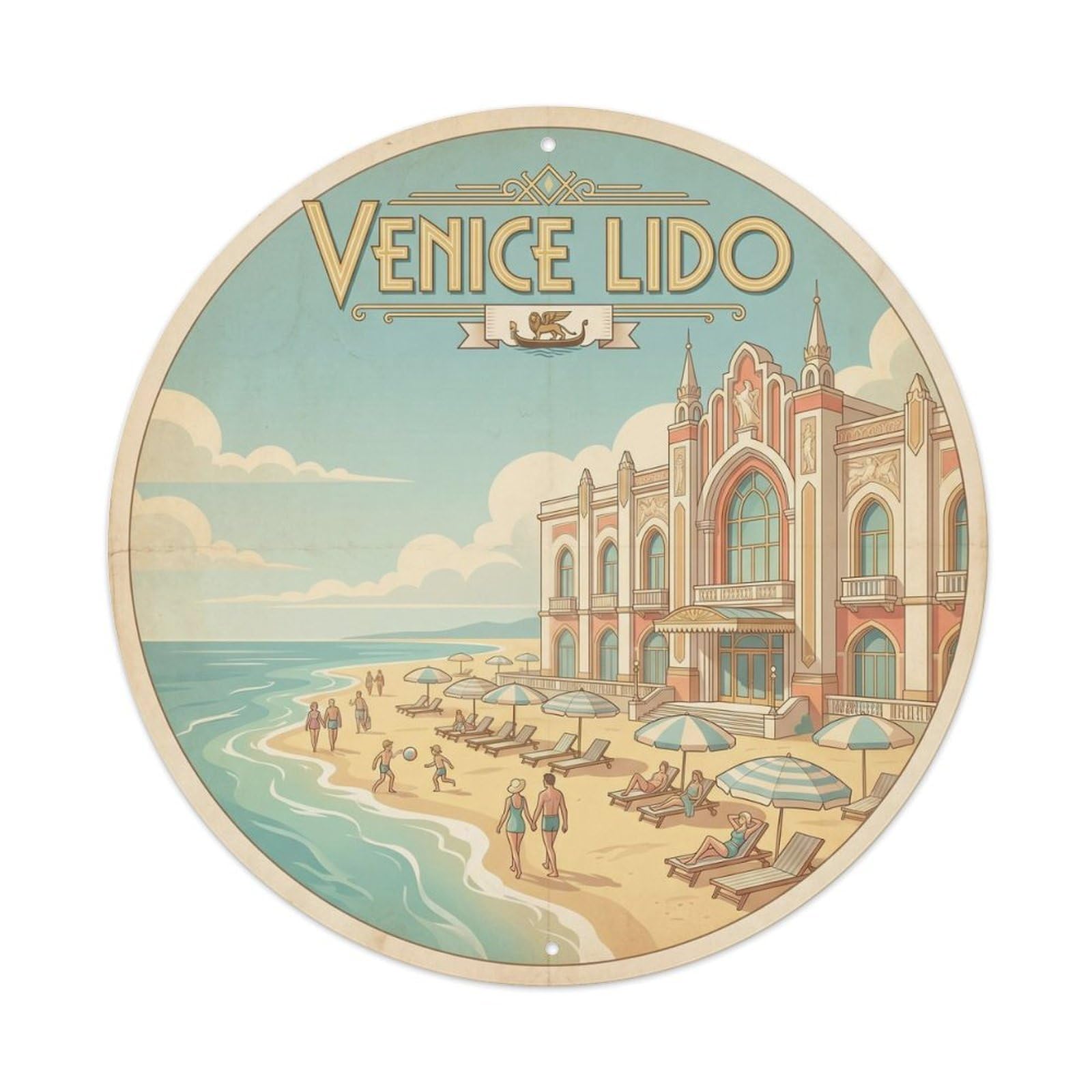 Retro Venice Italy Lido Coastal Heritage Travel Metal Tin Sign
