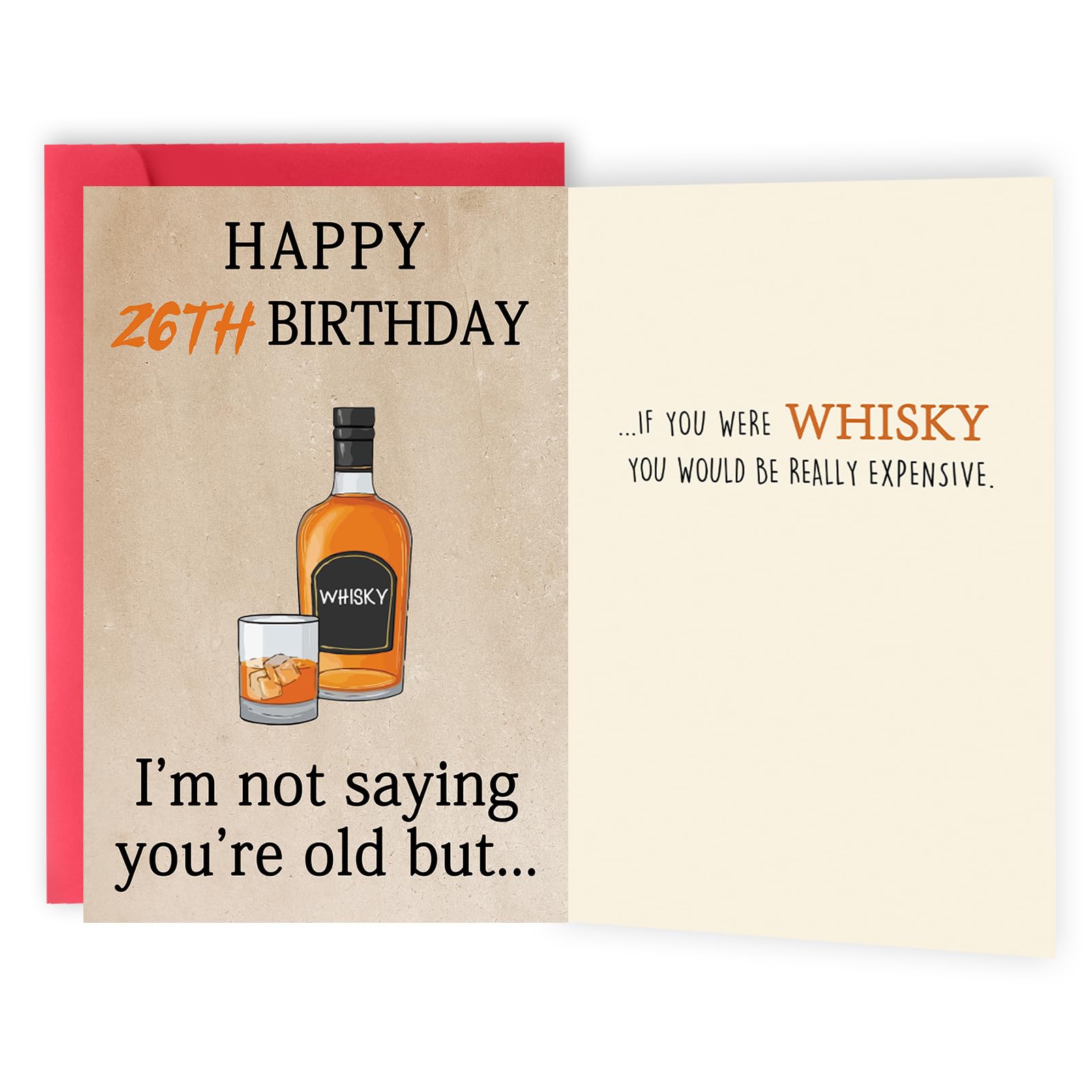 Abeletree 26th Birthday Card, Happy 26th Birthday Decorations for Men Women, 26 Birthday Gifts for Husband Wife, 26 Year Old Bday Gifts Card for Him