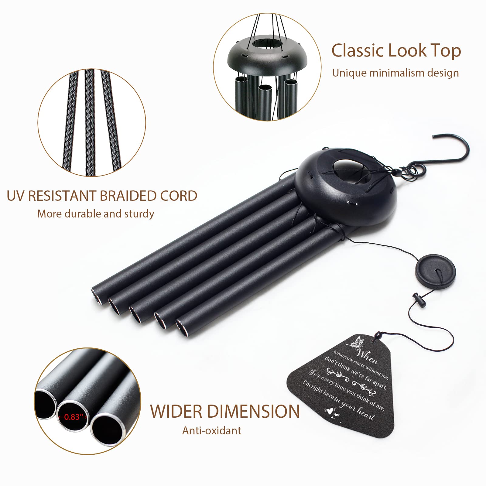 Sympathy Wind Chimes, 32 Inch Memorial Wind Chimes for Outside, for Loss of a Loved One Prime/Mother/Father Condolence Remembrance, Special Meaningful Memorial Gifts