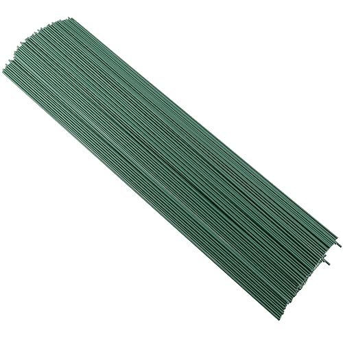 300 tallos florales de 16 pulgadas, tallos florales de calibre 2 para manualidades, corona de alambre y arreglos florales, verde oscuro