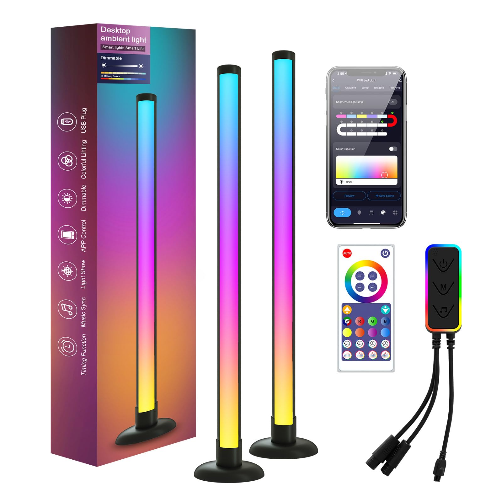 Lsunny Black 42 Cm Wifi Tv Backlight, Intelligent Led Tv Light Strip, Music Sync, Game Light With App Control (2)