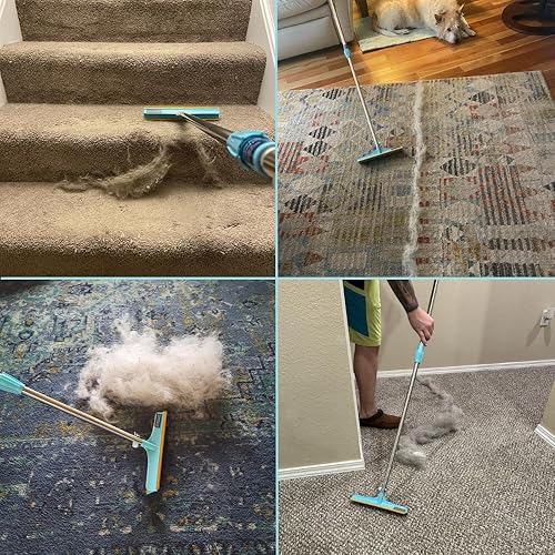 Miniatura 6 de Uproot Clean er Xtra Pet Hair Removal Tool: rastrillo de alfombra reutilizable con mango telescópico de 60 pulgadas, tan potente como Uproot Cleaner