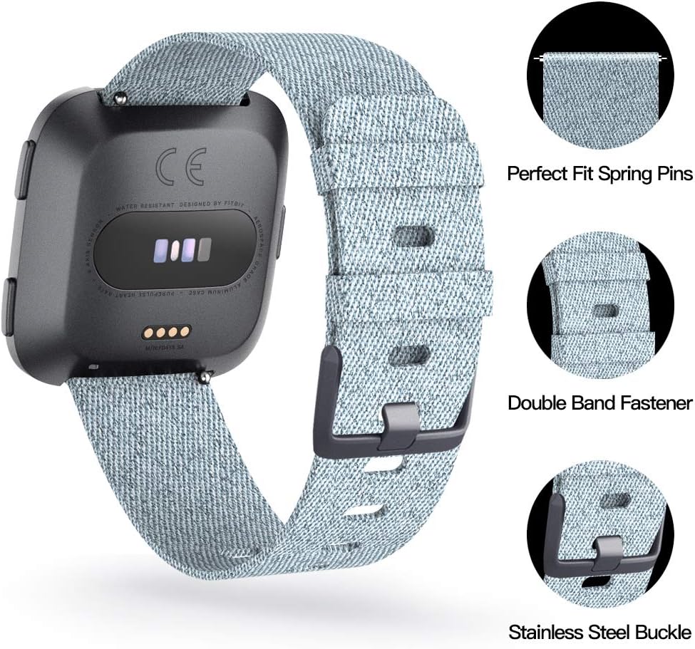 DAIKA Bands Compatible with Fitbit Versa 2 / Versa/Versa Lite, Soft Breathable Woven Fabric Replacement Watch Band, Adjustable Cloth Wristbands Accessories for Versa Women Men, Large Small
