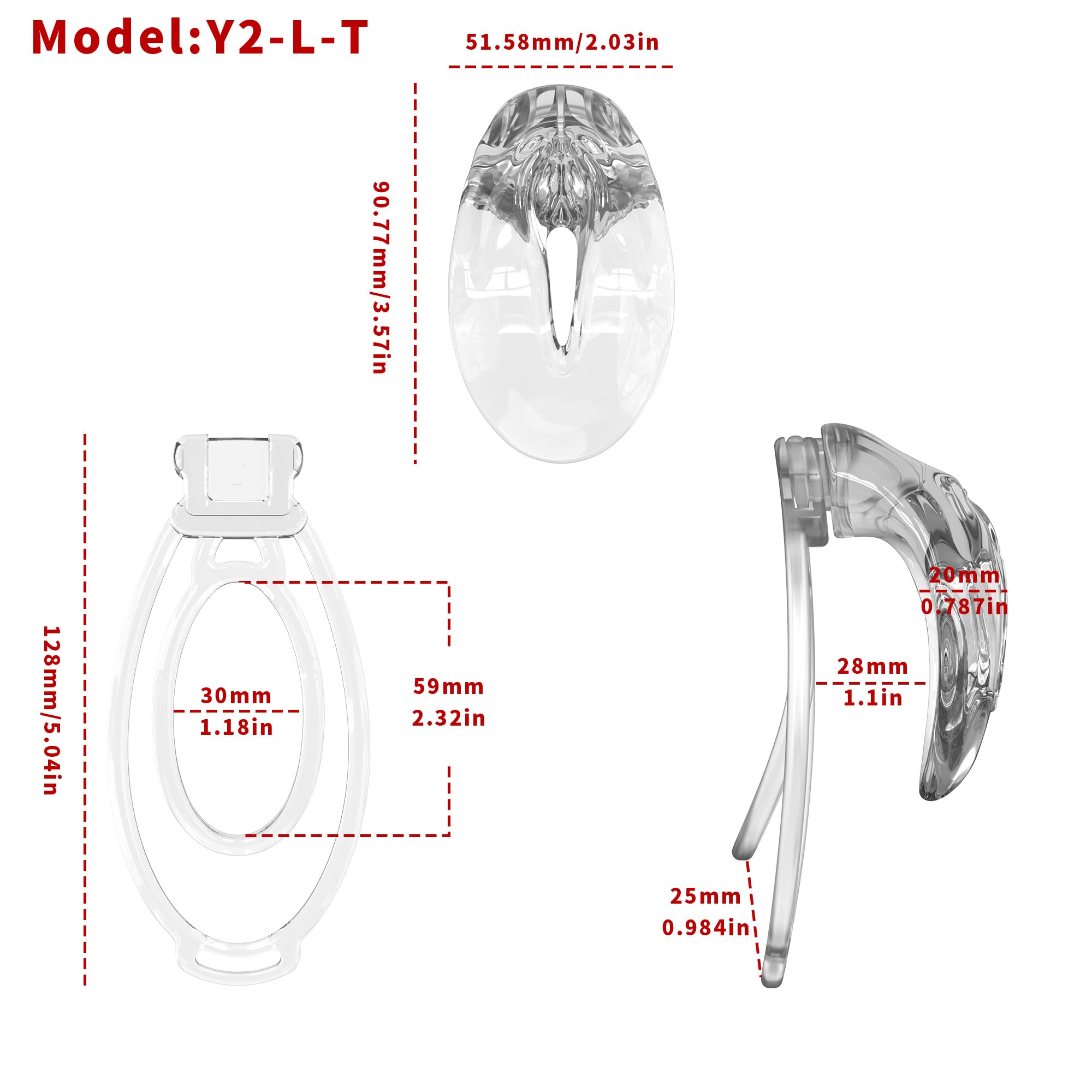 Cage de protection pour hommes, douce pour la peau, avec 3 clips, plusieurs styles disponibles-FRLZB012Y (Transparent + Transparent 3 anneaux)