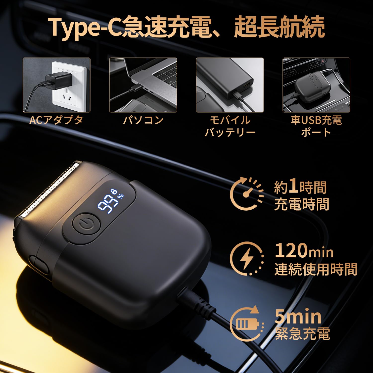 Amazon | ひげそり 電動シェーバー 小型 【2026新進化 360℃剃り】 電気