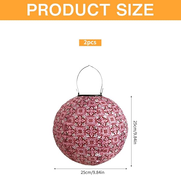 Lanterne Solaire Exterieur Jardin,2 Pièces Lanterne Solaire Lampions 25cm,Lanterne de Jardin,Lampions Solaires D'extérieur,Lampion Solaire Exterieur,pour Jardin Extérieur Décoration - 2