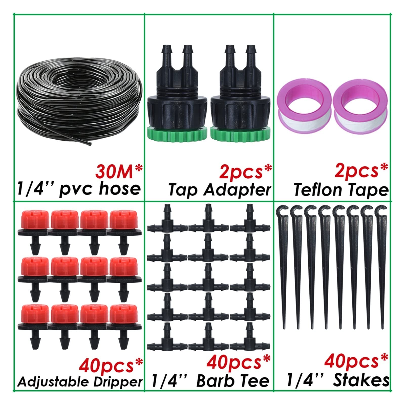 Kit di irrigazione a goccia 30-50M valvola a sfera timer giardino irrigazione automatica accessori balcone kit gocciolamento esterno ugello regolabile (colore: 30M-B)