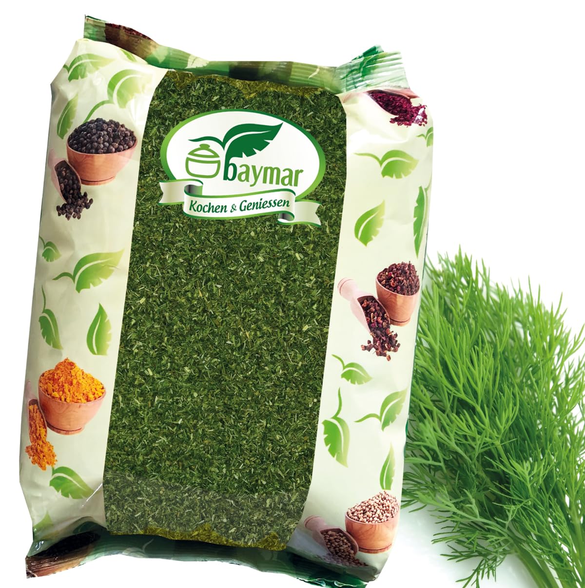 Baymar Gewürze Dillspitzen 1 kg – Getrockneter Dill für Pickles, Saucen & Fischgerichte | Mild-aromatisches Dillgewürz | 100% naturrein