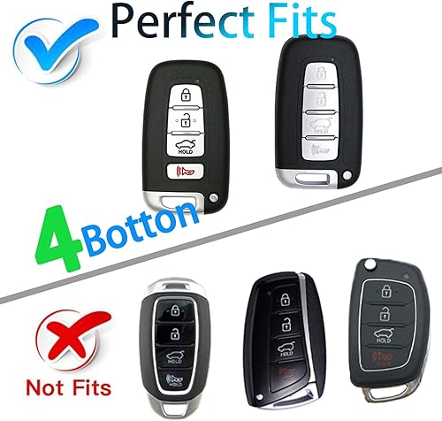 Miniatura 2 de Funda para llavero KIA de 4 botones, funda de silicona suave ABS con patrón de fibra de carbono premium compatible con Hyundai Azera Elantra GT