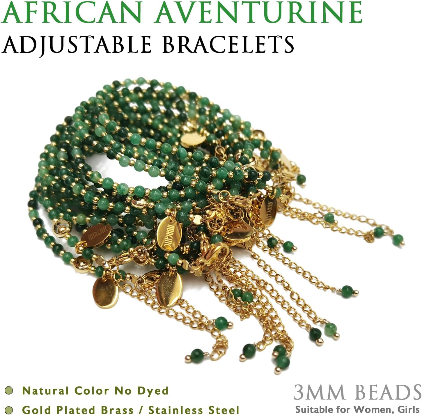 Morchic 3mm Tiny Beads Natural Gemstone Bracelet for Women, Adjustable 7.1" Energy Gem Charm Jewelry, Dainty Handmade Birthday Gift - Image 3