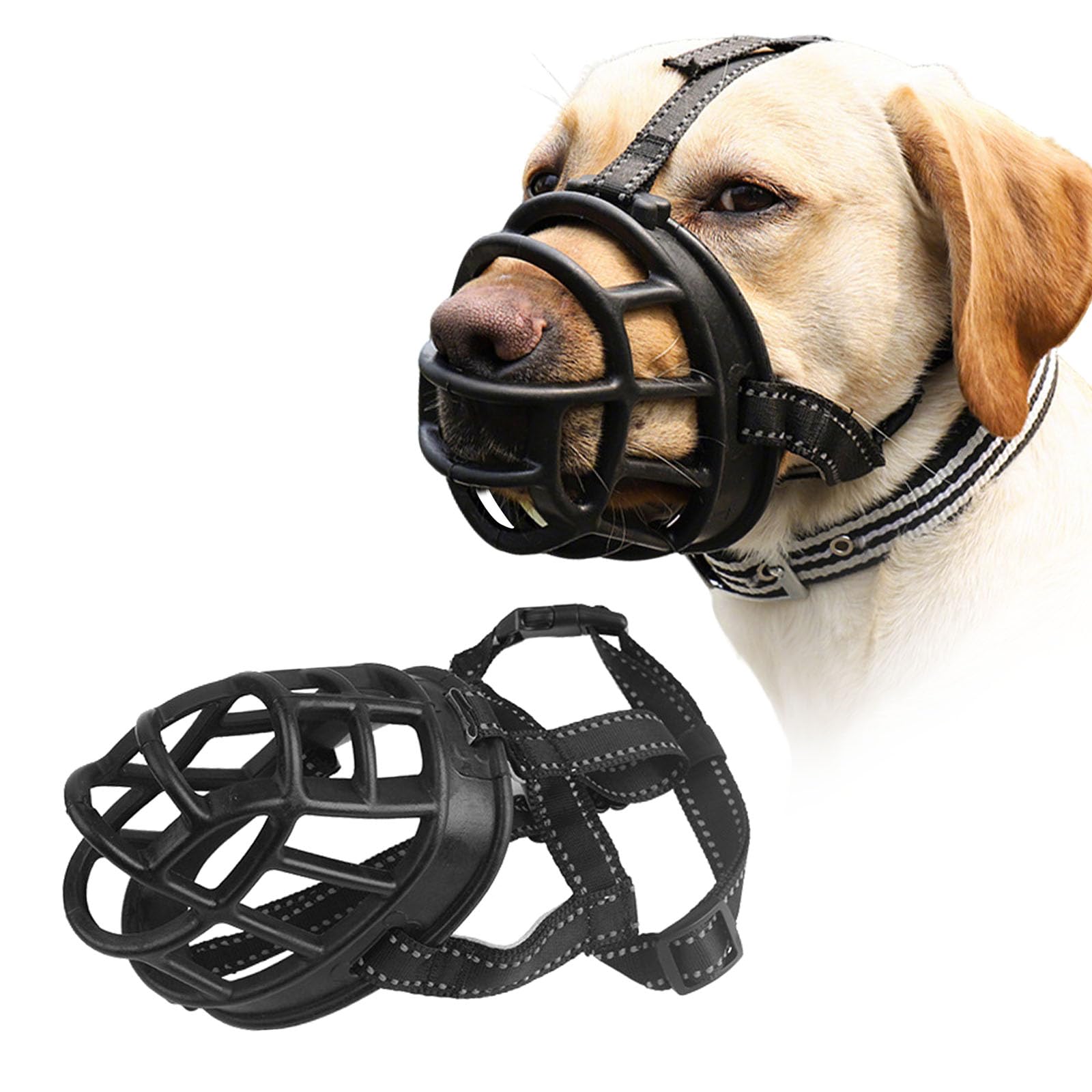 PETCUTE Bozal para Perro Bozal Perro PequeñO Medianos Grandes Anti Ingestas Previene Mordidas para Que No Coma Correa Tirones Ajustable
