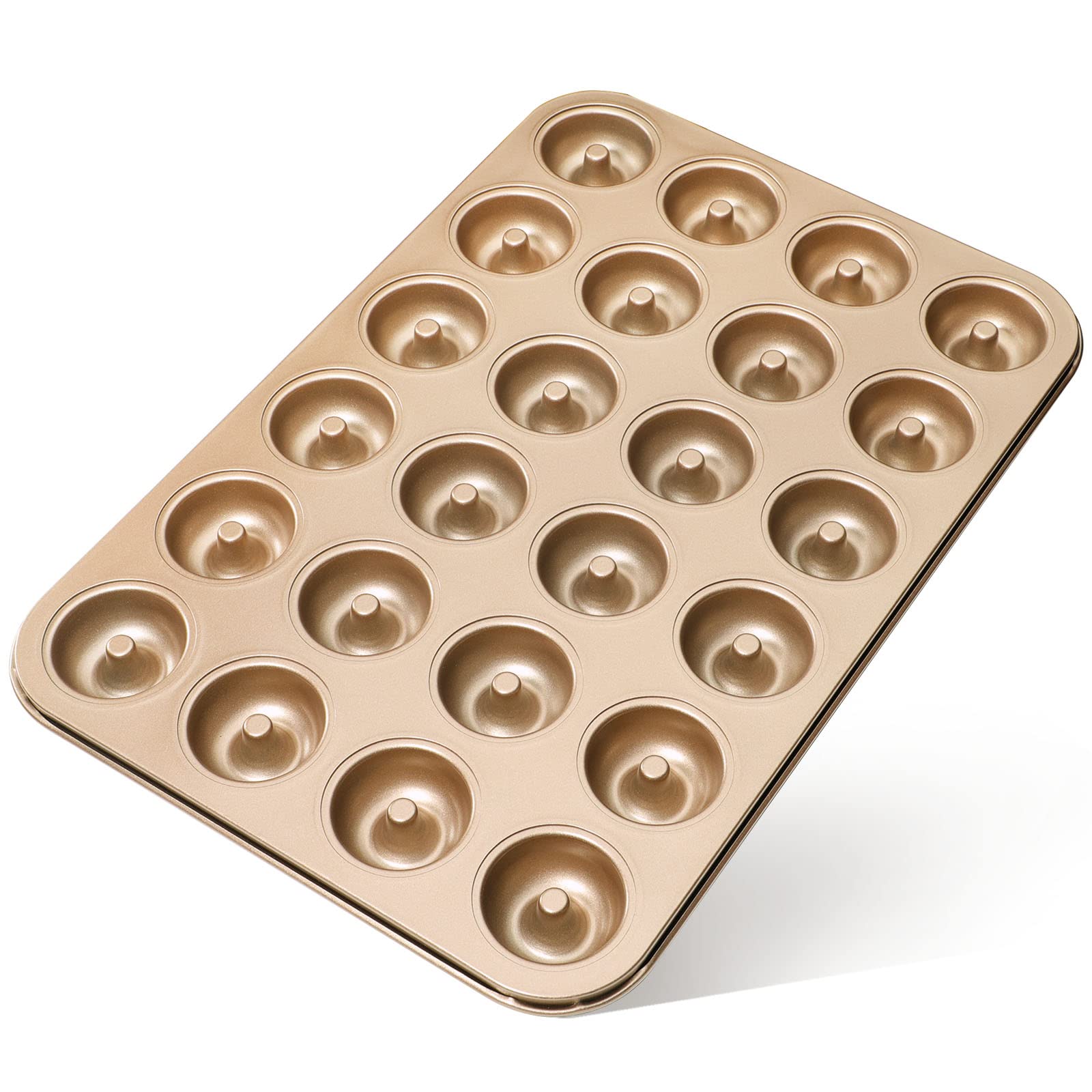 webake Mini stampo per ciambelle, 24 fori, 4,5 cm, antiaderente, in acciaio al carbonio, stampo per ciambelle per cottura fai da te