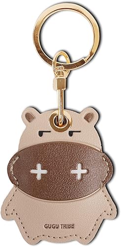 Miniatura 31 de Funda de cuero compatible con Apple AirTag, rastreador de llavero GPS Airtag con llavero, cubierta protectora antiarañazos para AirTag