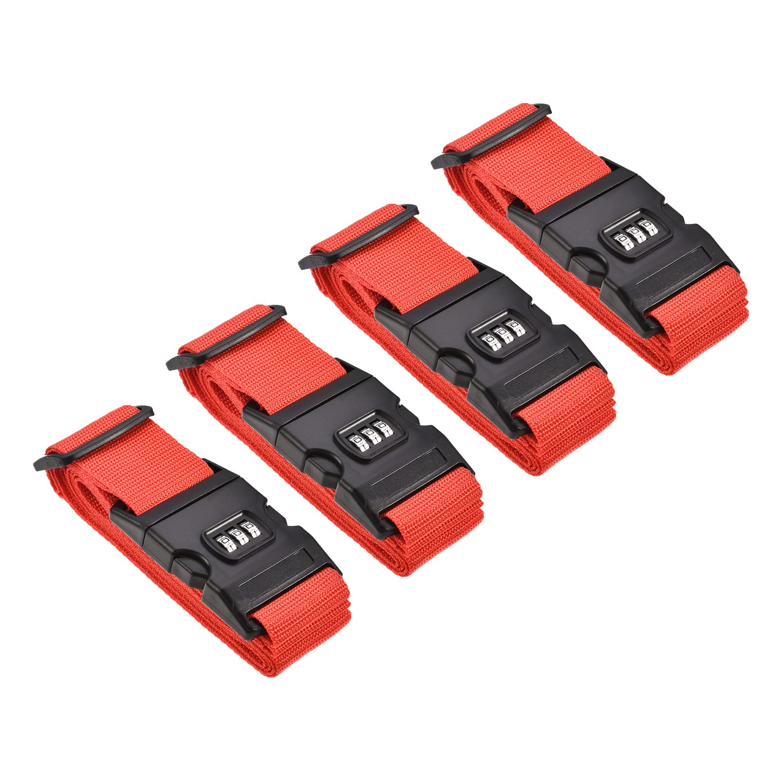 4 Cinghie Per Valigie Con Lucchetto A Combinazione - Regolabili, Nylon, Arancione E Blu, Per Viaggi - Foto 2