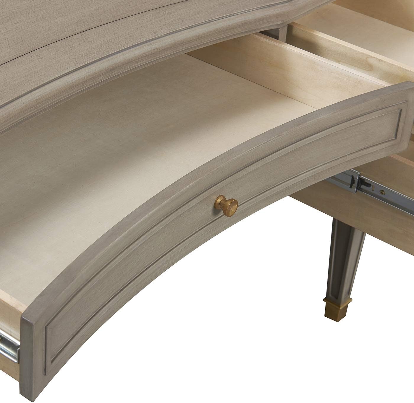 Jennifer Taylor Home JTH Luxe Troy Gold Accent 5-Drawer Wood Desk, Grey Cashmere Wood