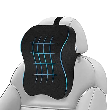 UltraCare PRO Ergo Car Headrest Cushion - Supports Head, Neck & Cervical - Car Neckrest Pillow - Relives Neck Pain & Headache - Adapts to Body Curves - Velvet Fabric for Rash Free Experience - image, photos