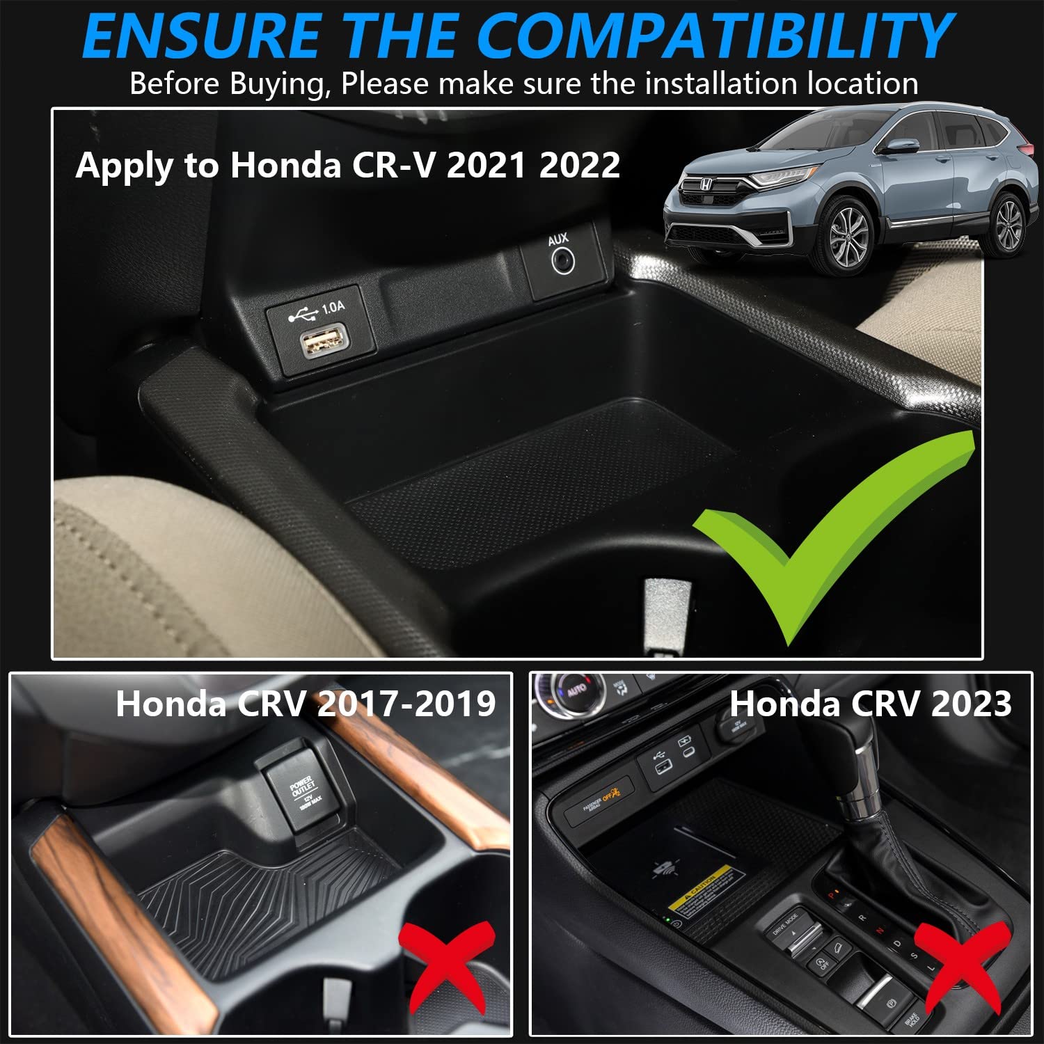 Caricatore Wireless Auto per Honda CR-V/CRV Hybrid 2021 2022, 15W Qi Pannello Accessori Console Centrale Rapida Ricarica Telefono Pad Regalo per i Possessori di 6a Gen Honda CR V
