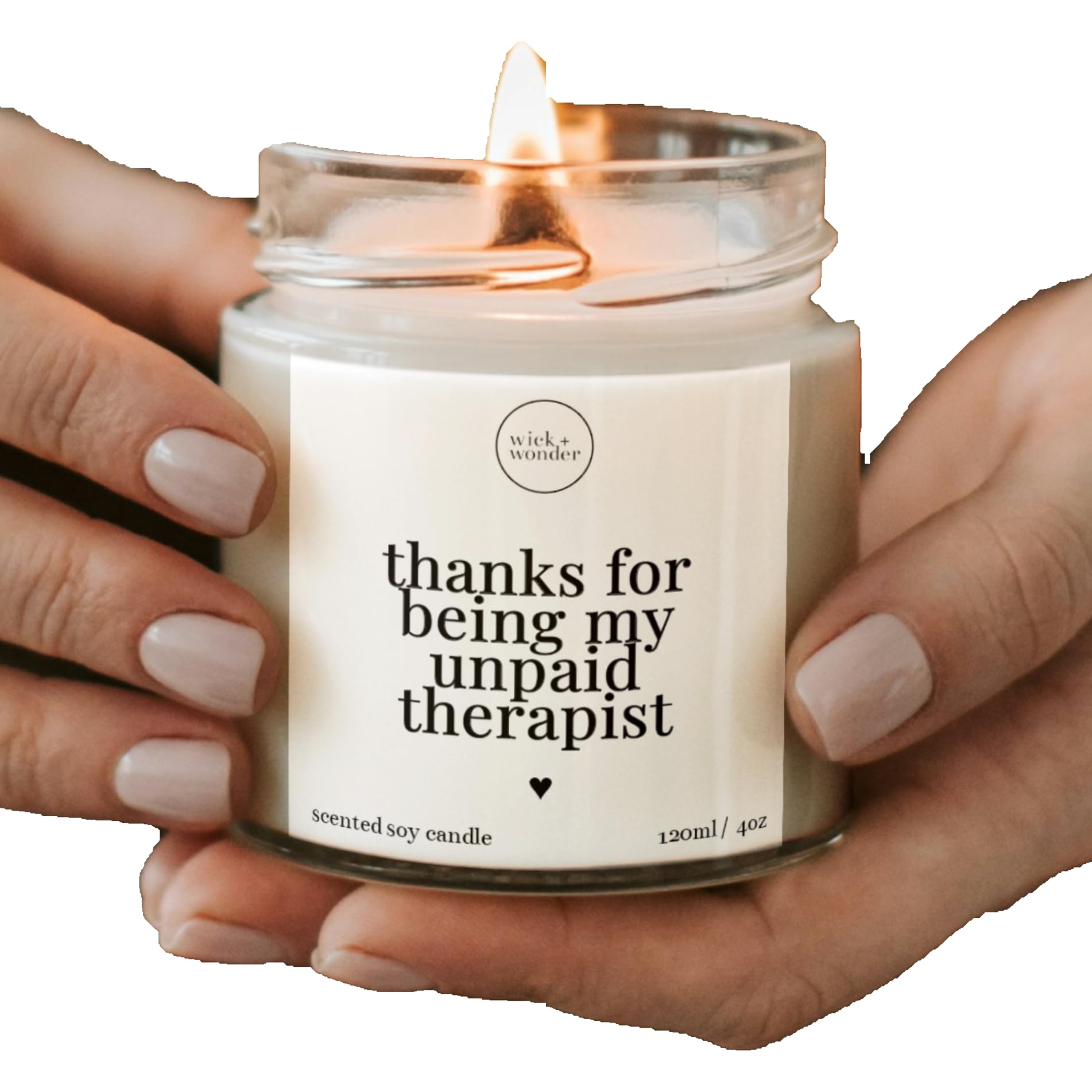 Thanks For Being My Unpaid Therapist Candle Luxury Soy Wax Candle | Best Friend Thank You Gifts | Thank You Candle Gifts | Bestie Thank You Candle (Cinnamon & Vanilla, 120ml, 20hrs burn)
