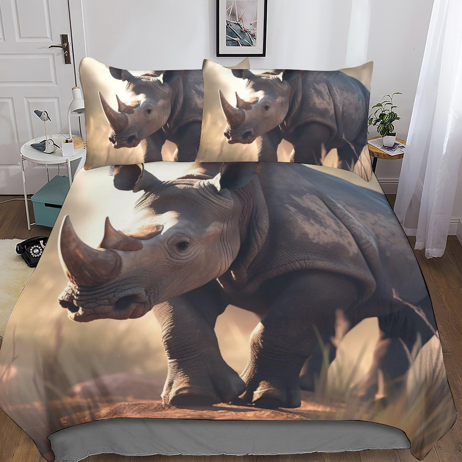 Housse de couette rhinocéros pour décoration chambre ado et enfant 200x200
